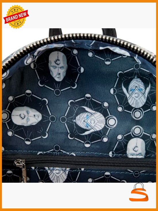 Moon Knight Marvel Faux Leather Mini Backpack, Adjustable Straps, 9x10x5